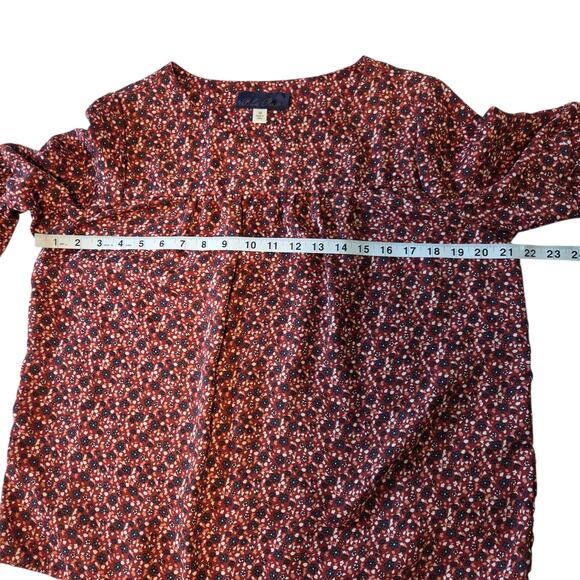 Blue Rain Floral Peasant Blouse Puffy Sleeves sz medium - Picture 5 of 8